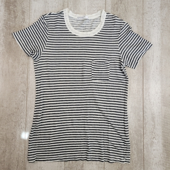 Stateside Striped Linen Blend Short Sleeve T-shirt Size XS - Picture 1 of 6